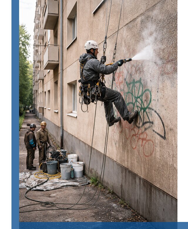 Удаление граффити с фасада в Изобильном без следов и повреждений