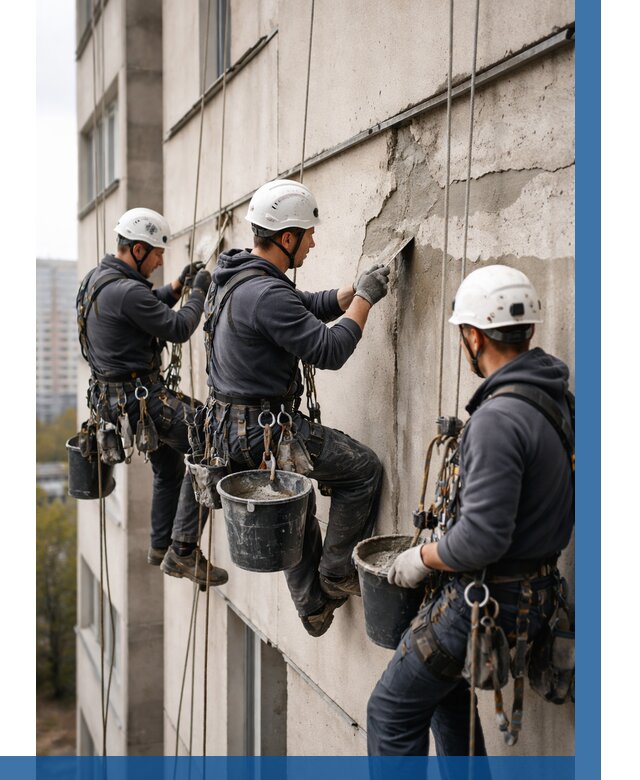 Ремонт бетонных элементов фасада в Изобильном от 2597 р. | ВЫСОТНИК-Збл