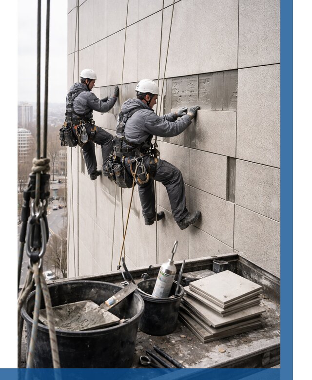 Ремонт фасада из керамогранита в Изобильном от 2597 р. | ВЫСОТНИК-Збл