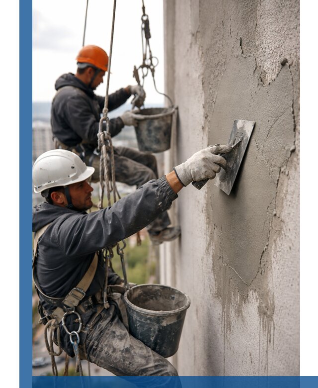 Штукатурка фасада на высоте в Изобильном профессиональные работы