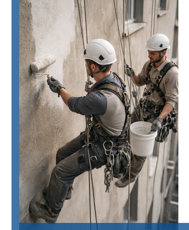 Грунтовка фасада на высоте в Изобильном промышленными альпинистами