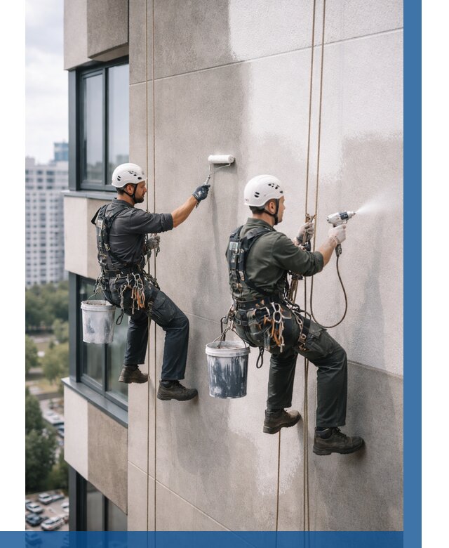 Покраска фасада альпинистами в Изобильном от 312 р. | ВЫСОТНИК-Збл