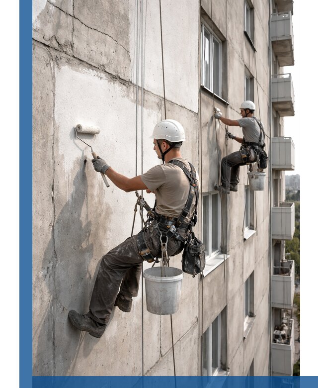 Покраска бетонного фасада в Изобильном для жилых и промышленных объектов