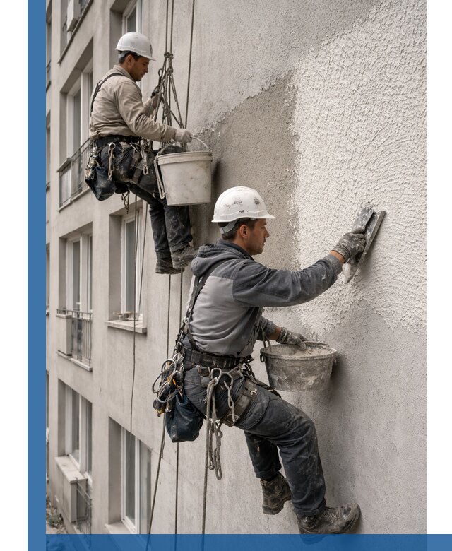 Нанесение декоративной штукатурки короед на фасад в Изобильном