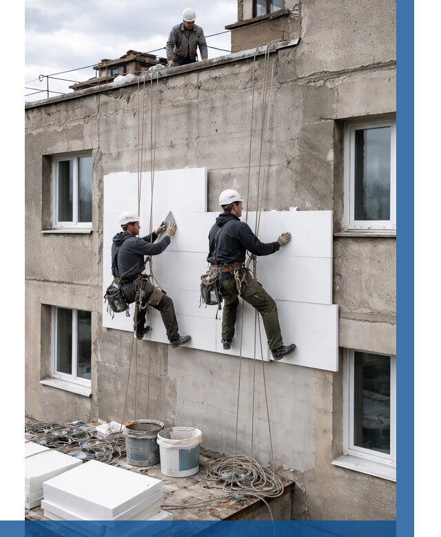 Утепление фасада пенополистиролом в Изобильном от 1870 р. | ВЫСОТНИК-Збл