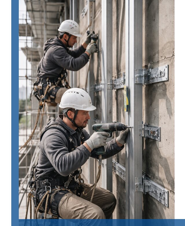 Монтаж и крепление подсистемы вентфасада в Изобильном