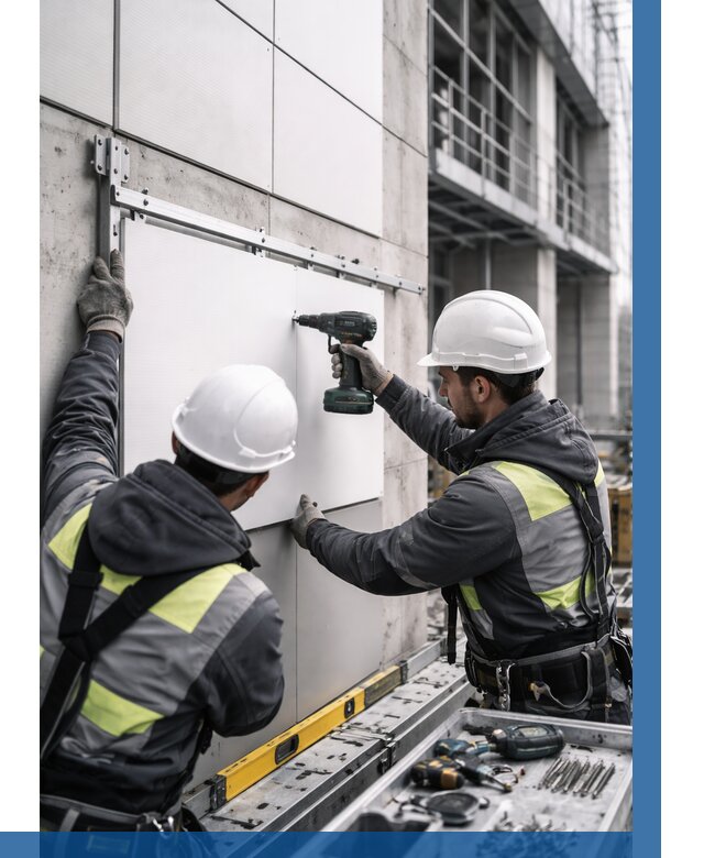 Монтаж композитных панелей фасада в Изобильном от 2597 р. | ВЫСОТНИК-Збл