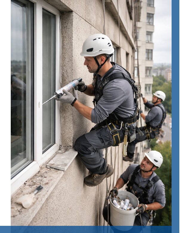 Герметизация оконных швов снаружи в Изобильном от 1558 р. | ВЫСОТНИК-Збл