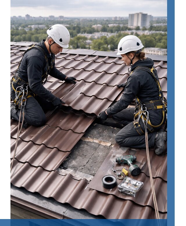 Ремонт металлочерепицы на крыше в Изобильном от 935 р. | ВЫСОТНИК-Збл