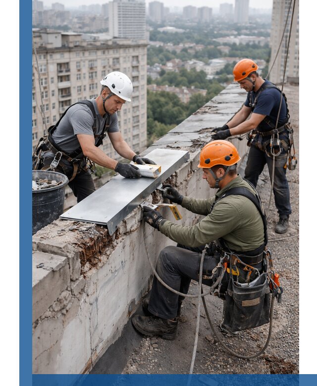 Ремонт парапета на кровле в Изобильном, высотные работы с гарантией