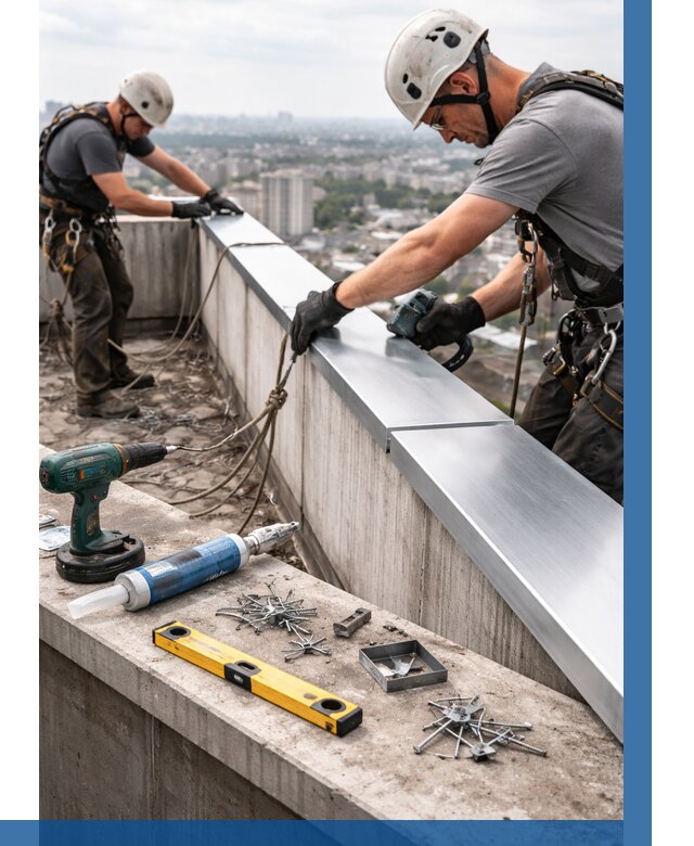 Монтаж парапетных крышек в Изобильном от 831 р. | ВЫСОТНИК-Збл