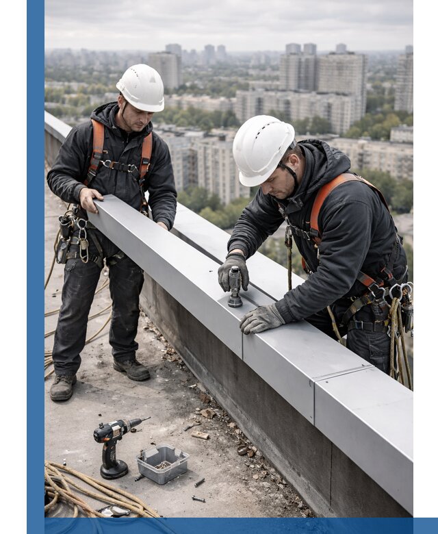 Монтаж парапетных крышек и ограждений кровли в Изобильном