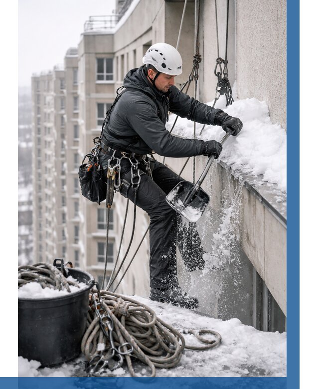 Очистка карнизов от снега в Изобильном от 312 р. | ВЫСОТНИК-Збл