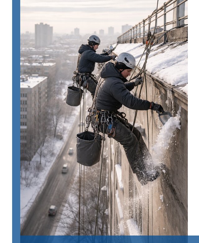 Очистка карнизов от снега в Изобильном профессионально и безопасно