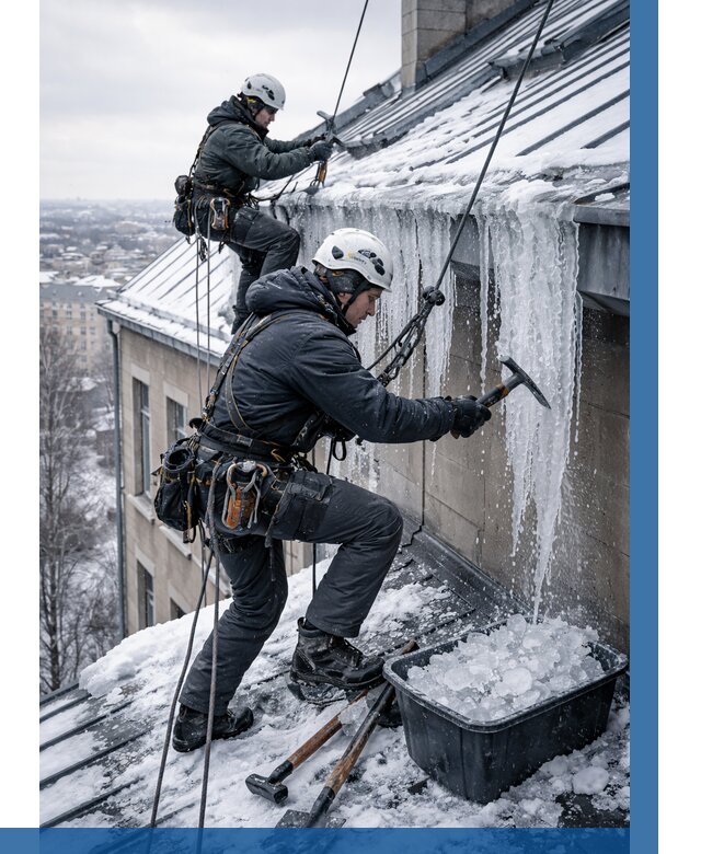 Удаление наледи с кровли в Изобильном от 5713 р. | ВЫСОТНИК-Збл