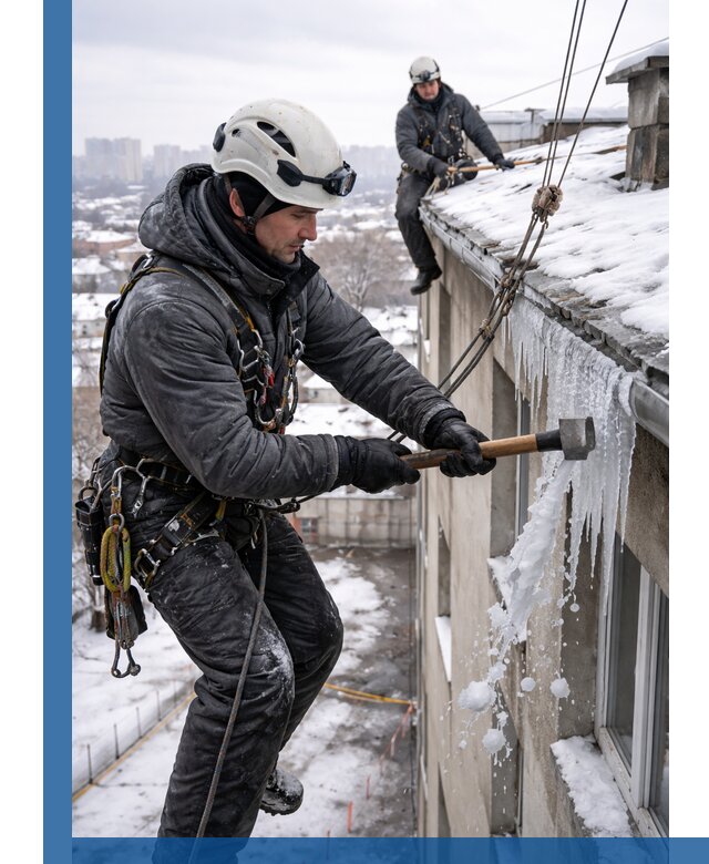 Сбивание и удаление сосулек с крыши в Изобильном безопасно