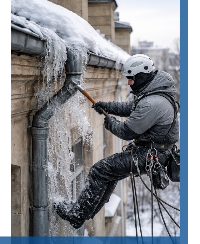 Очистка водостоков от льда в Изобильном от 3636 р. | ВЫСОТНИК-Збл