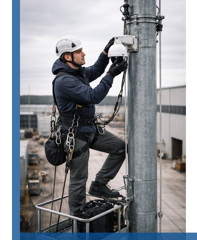 Профессиональная установка видеокамер на мачте в Изобильном