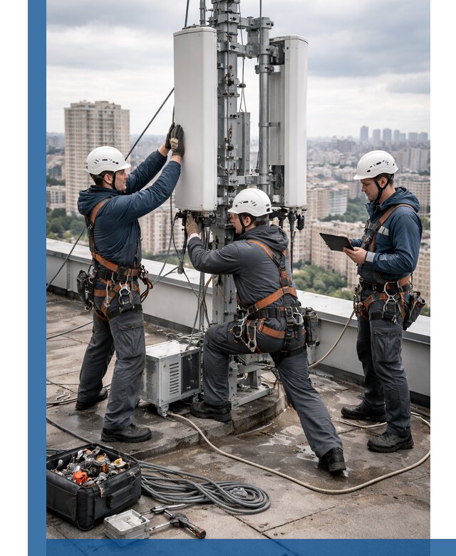 Монтаж антенн связи на крыше в Изобильном с вводом в эксплуатацию