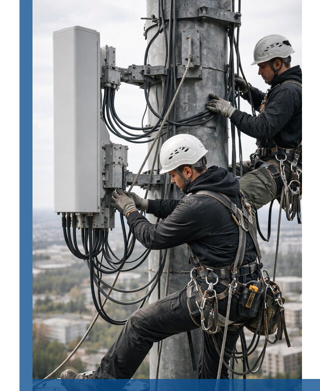 Монтаж оборудования связи на мачте в Изобильном с пусконаладкой