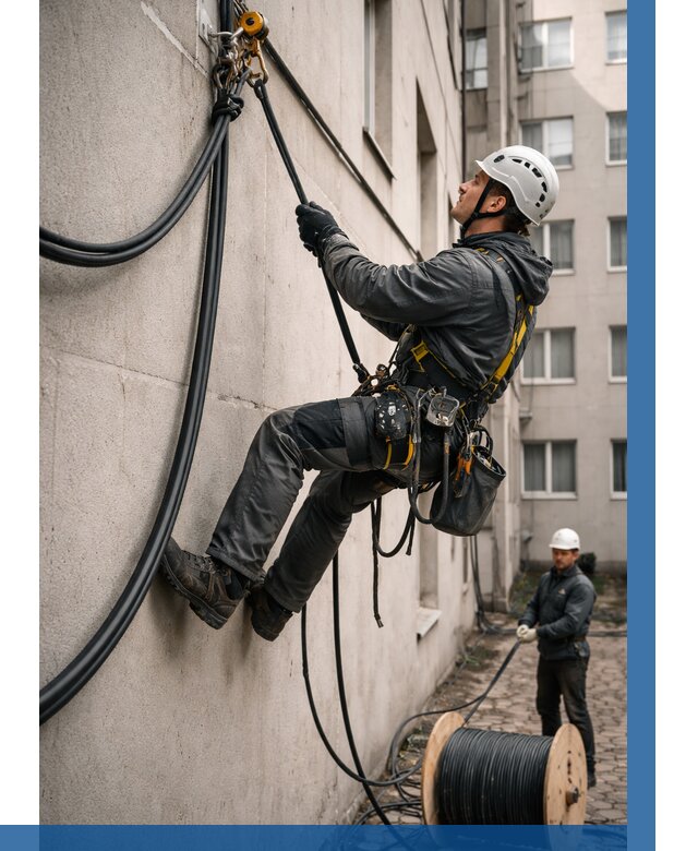 Протяжка кабеля питания на высоте в Изобильном от 467 р. | ВЫСОТНИК-Збл