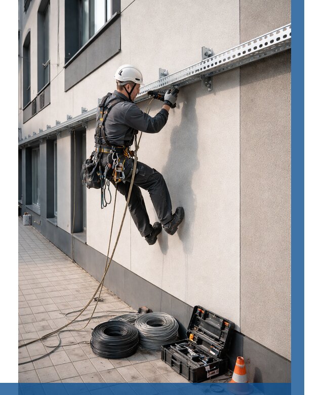 Монтаж кабельных лотков на фасаде в Изобильном от 1247 р. | ВЫСОТНИК-Збл