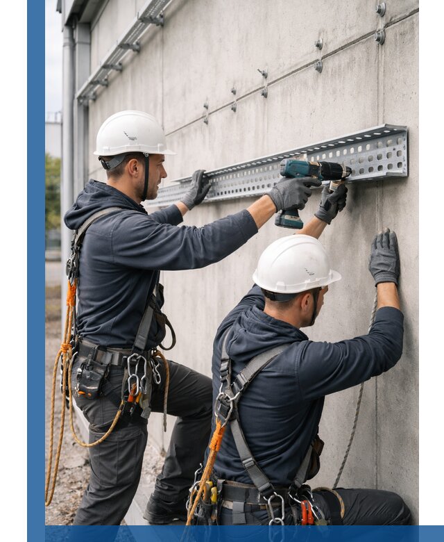 Монтаж кабельных лотков на фасаде зданий в Изобильном с гарантией