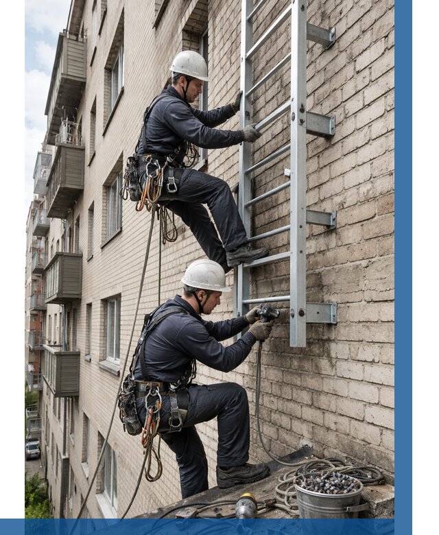Монтаж пожарной лестницы в Изобильном от 25970 р заказать у ВЫСОТНИК-Збл