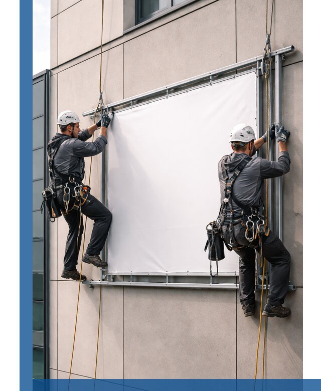 Монтаж наружной рекламной вывески в Изобильном под ключ