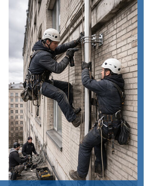 Монтаж флагштока на здании в Изобильном от 6752 р. | ВЫСОТНИК-Збл