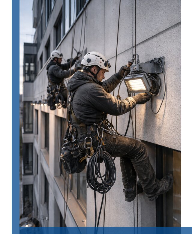 Монтаж фасадного освещения в Изобильном установка и подключение