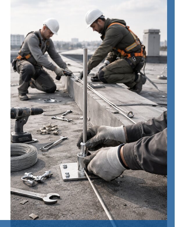 Монтаж молниезащиты на кровле в Изобильном цена от 25970 р. | ВЫСОТНИК-Збл