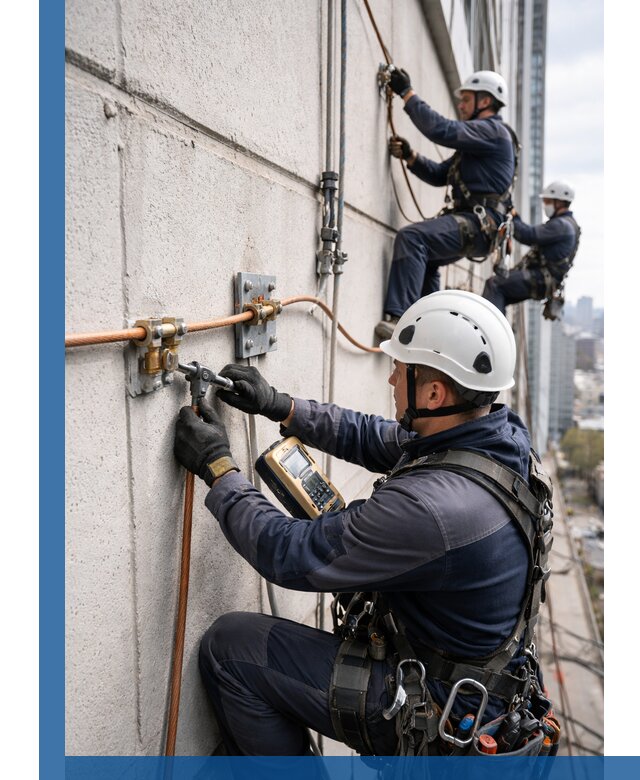 Монтаж системы заземления здания и молниезащиты в Изобильном