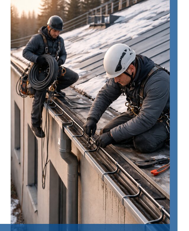 Монтаж греющего кабеля на кровле в Изобильном от 467 р. | ВЫСОТНИК-Збл