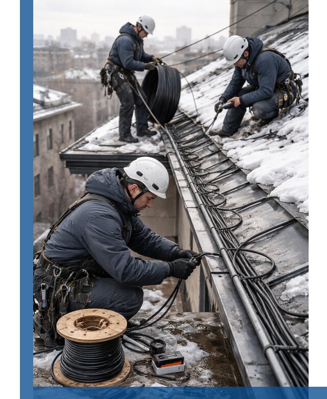 Монтаж греющего кабеля на кровле в Изобильном под ключ