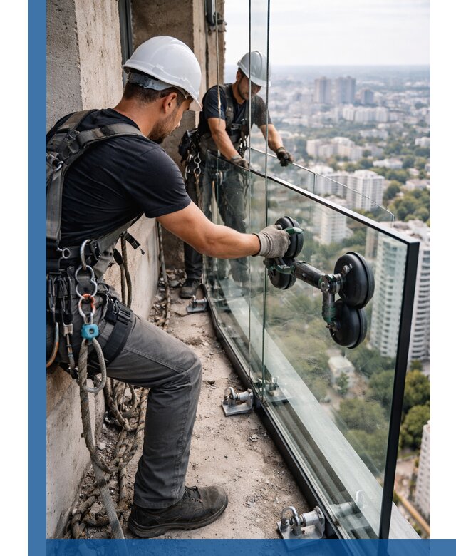 Монтаж стеклянных ограждений под ключ с гарантией в Изобильном