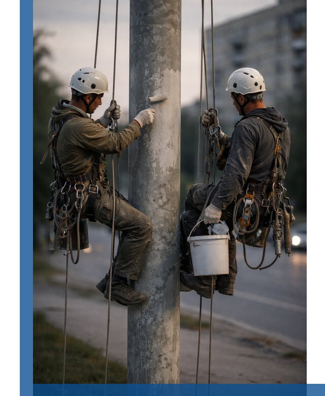 Покраска опор освещения и антикоррозийная защита в Изобильном