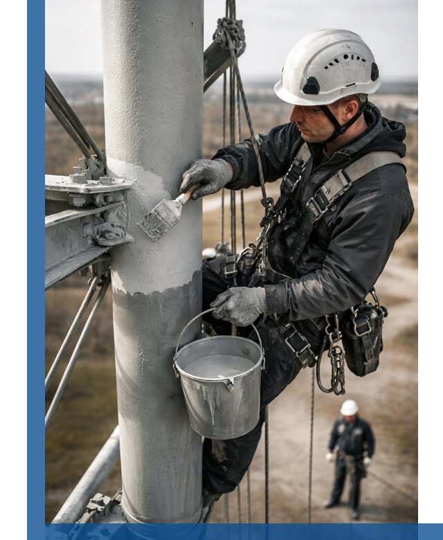 Покраска мачт связи в Изобильном промышленными альпинистами