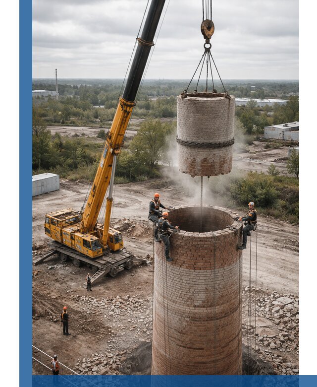 Демонтаж дымовой трубы в Изобильном с гарантиями безопасности