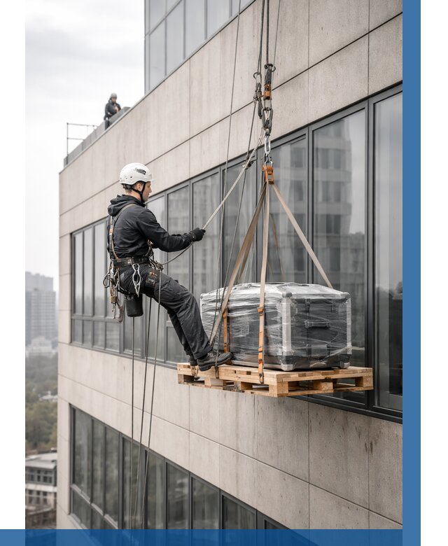 Спуск груза по фасаду в Изобильном от 3636 р. | ВЫСОТНИК-Збл