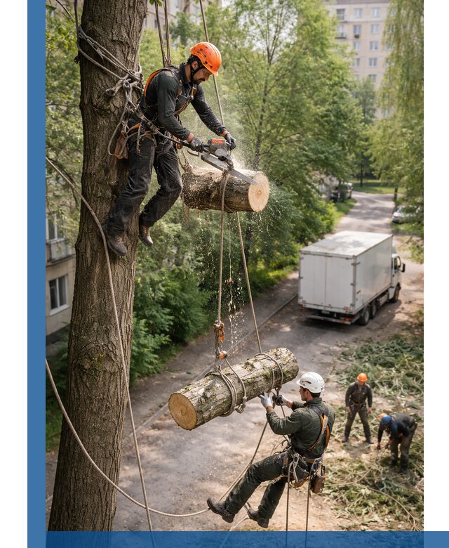 Спил деревьев альпинистами в Изобильном, безопасно и без повреждений