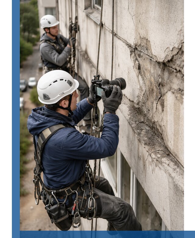 Фотофиксация дефектов фасада с высотной съемкой в Изобильном