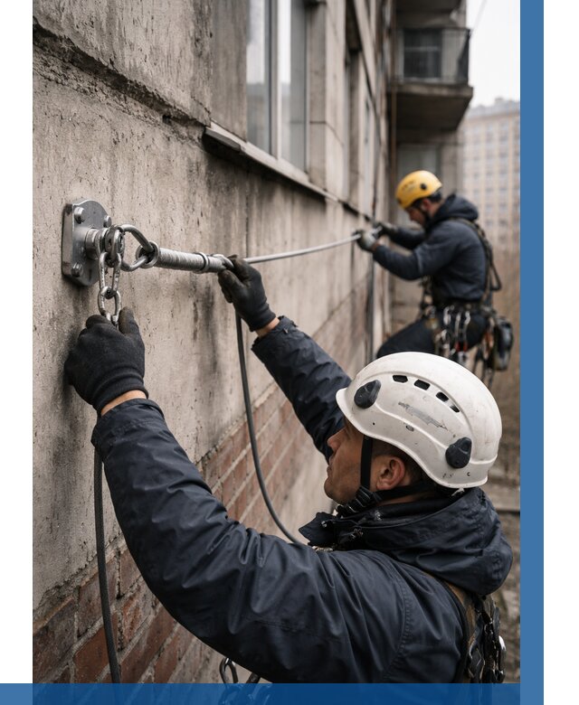 Монтаж анкерных линий в Изобильном от 3116 р. | ВЫСОТНИК-Збл